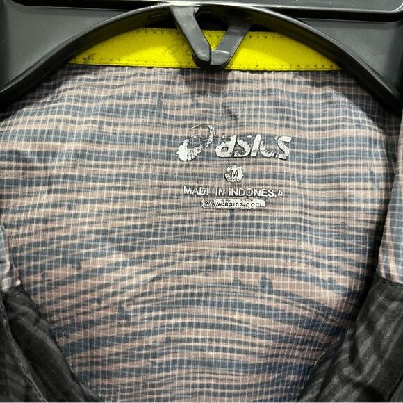 ASICS windbreaker black brine green grey zip up hooded size medium - Picture 5 of 7